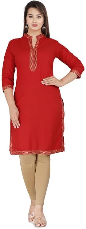 Ramkudi Printed Kurti For Women | Indian Ethnic Top | 3/4th Sleeves Readymade Cotton Kurti
