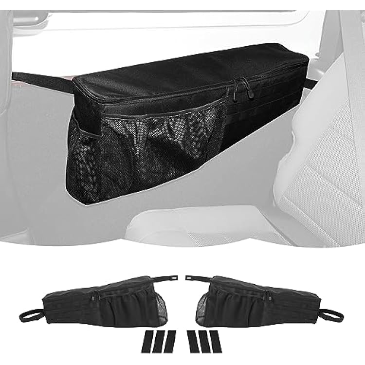 RT-TCZ Rear Trunk Organizer Storage Bag, Wheel Well Side Storage Pocket Interior Accessories for 2007-2017 Jeep Wrangler JK 2 Door, 2 PCS