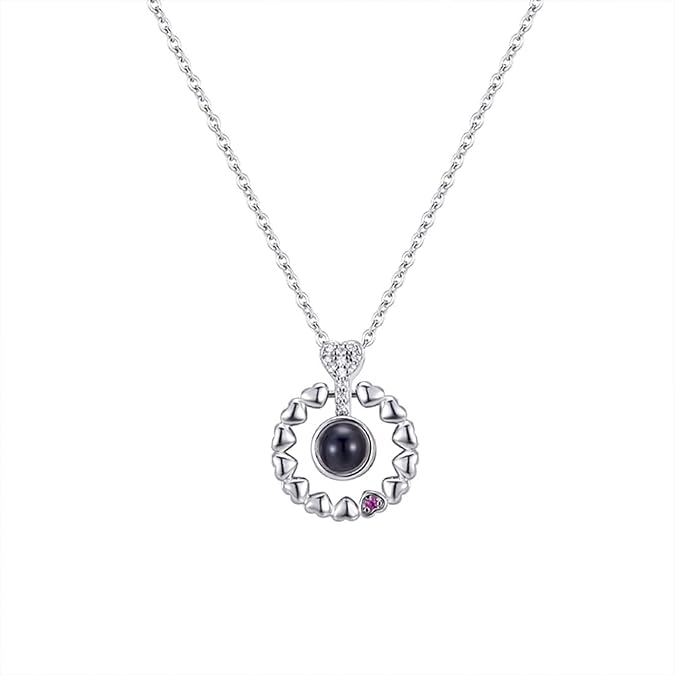 Personalized Flower Projection Necklace for Women, Customized Floral Portrait Pendant Jewelry Projection Pendant Anniversary Memorial