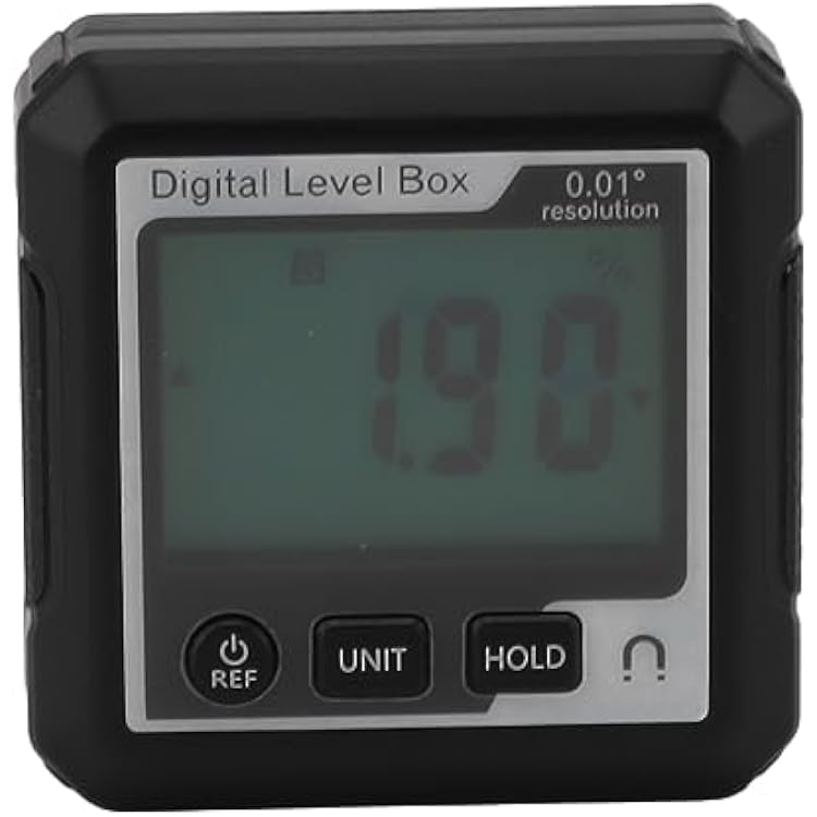 Digital Level Box with Magnetic Attachment Function, Data Lock, and Angle Slope Conversion Protractor Angle Finder Gauge for Carpentry Building Masonry Bevel Black White