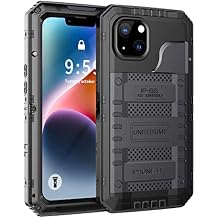 Unitedtime for iPhone 14 Case Waterproof with Built-in Screen Protector Full Body Rugged Hard Silicone, Military Grade Shockproof Dustproof Protective Cover 6.1 Inch (IP14_Black)