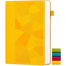 Yoment Lined Journal Notebook for Women, A5 Hardcover Leather Journal for Writing, 260 Pages 100 GSM Thick Paper, College Ruled Notebook for Work, School, Office, 5.7" x 8.3" Yellow