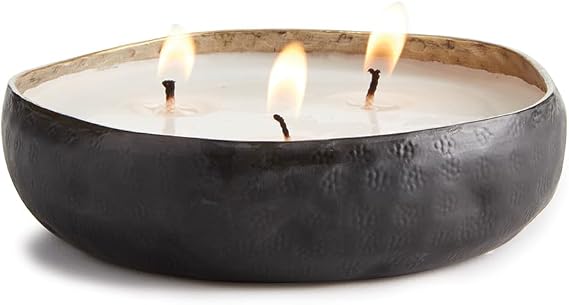 Napa Home & Garden Oudh Noir 3-Wick Scented Candle Tray, 5 x 5 x 1.5 Inches, Black
