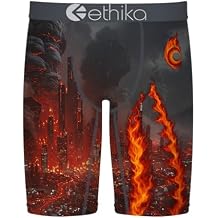 Ethika Mens Boxer Brief, Knee Length, 4-Way Stretch Performance Underwear with Graphic Prints - BMR Molten Metropolis