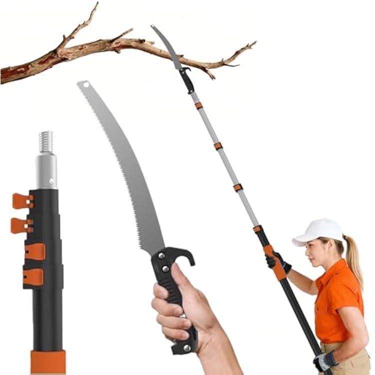 AgiiMan 26FT Reach Pole Saws for Tree Trimming, Pole Saw with 5-20FT Telescoping Extension Pole, Pruning Saw with 19 3X Detachable Saw, Non-Slip Handle, Tree Trimmer for Garden Palms Shrubs