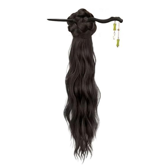 Vctitil Ponytail Extension Claw 20in Long Curly Wavy Clip in Hairpiece One Piece A Jaw Long Pony Tails for Women Light Chestnut Brown Black, Chinese Ancient Style Hanfu Cheongsam Ponytail Hair Pieces