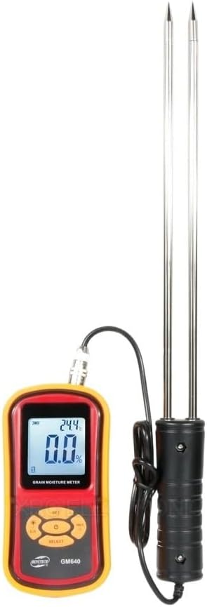 Moisture Reader, Portable Digital Grain Moisture Meter with Measuring Probe LCD Display Tester for Wheat,Corn,Rice,Bean GM640