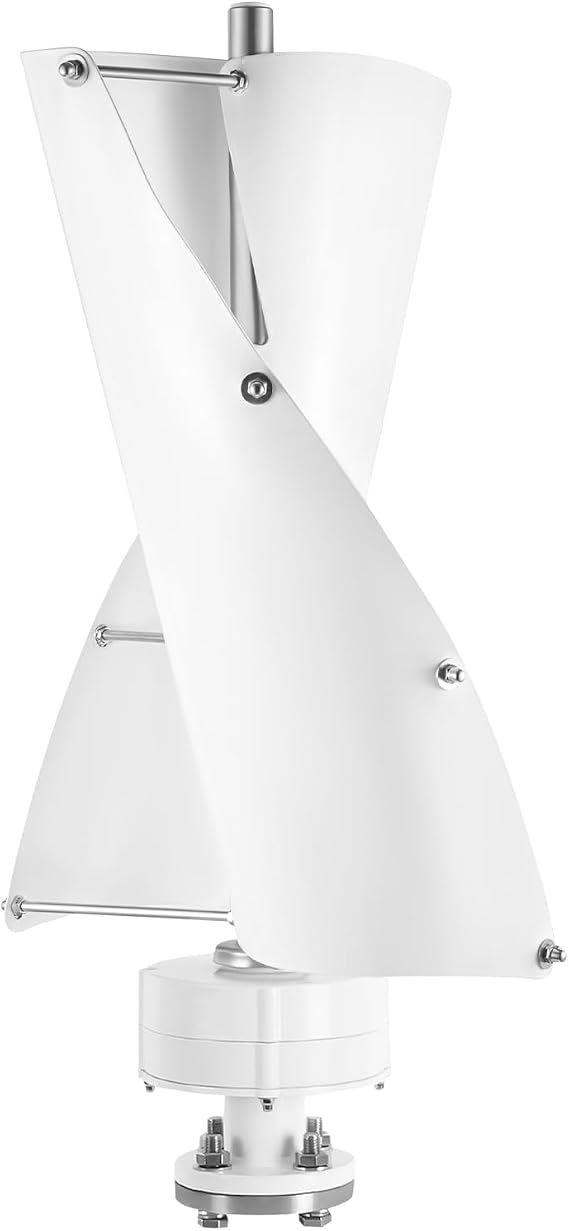 Wind Turbine,100W 12V Vertical Axis Wind Turbine Generator with Controller,42.65ft/s 2 Blades Low-Noise Permanent Magnet Spiral Wind Power Generation Windmill Generator for Marine,RV,Home (White)