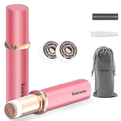 Facial Hair Removal for Women, Painless Womens Facial Hair Remover with 2 Replacement Heads, Lipstick Shapes, Facial Hair Remover for Uppereh Fuzz/M