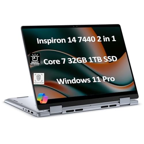 Dell Inspiron 14 7440 2-in-1 Business Laptop 14 FHD Touchscreen, Intel 10-Core 7 150U > i7-1355U, 32GB RAM, 1TB SSD Backlit Keyboard, Fingerprint Reader, FHD Webcam, Win 11 Pro wAI Copilot