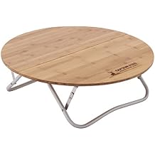 Captain Stag 65UC-503 Albaro Bamboo Round Low Table for Camping and Barbecue