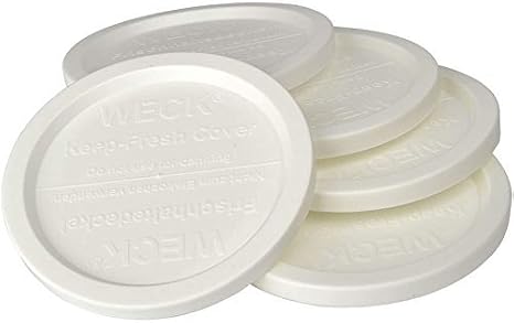 Weck Large JAR 5 Pack Keep Fresh Plastic LIDS, 5 Pack (Large = 4", 100mm Opening) Fits Models 738, 739, 740, 741, 742, 743, 744, 745, 776, 748, 974