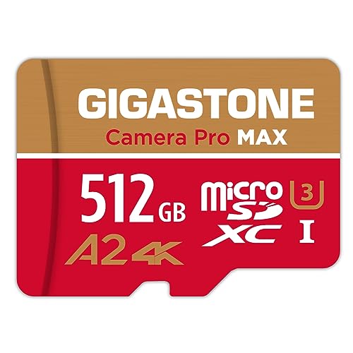 5-Years Data Recovery GIGASTONE 512GB Micro SD Card, 4K Camera Pro MAX, Compatible with Gopro, Dash Cam, DJI, Drone, Security Camera, Speed Up to 170MBs, UHS-I A2 4K U3 C10, with Adapter