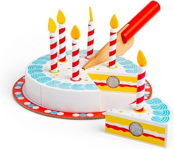 Bigjigs Toys Wooden Birthday Cake with Candles - Play Food and Role Play Toys