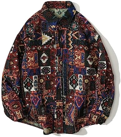 Oversized Long Sleeve Shirts Floral Embroidered Button Down Cardigan Casual Streetwear Coats