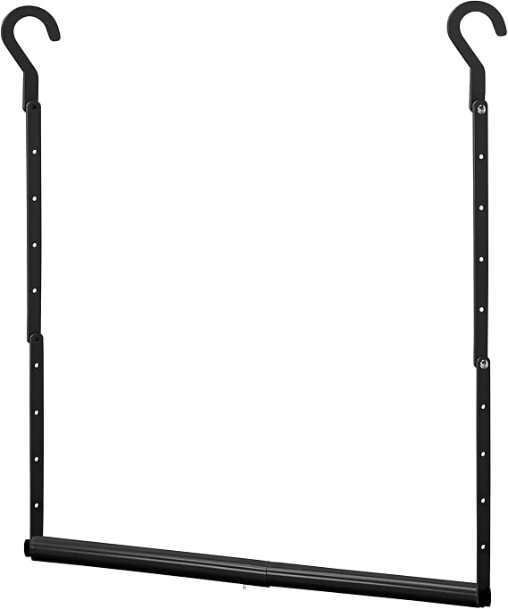 STORAGE MANIAC Adjustable Closet Rod Hanging Clothes Heavy Duty Closet Extender Hanging Rod Space-Saving Clothes Hanging Bar Double Closet Hanging Rod Hanging Closet Organizer Closet Bar,1 Pack Black