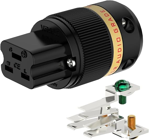 Viborg Audio Power Plug IEC C19 AC 20Amp Power Cable Connector | Pure Copper; Silver Plated; Female Power Connector; 1pc