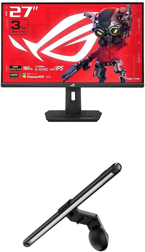ASUS ROG Strix 27 QHD (2560x1440) HDR400 USB-C Gaming Monitor (XG27ACS) ROG Aura Monitor Light Bar (ALB01)