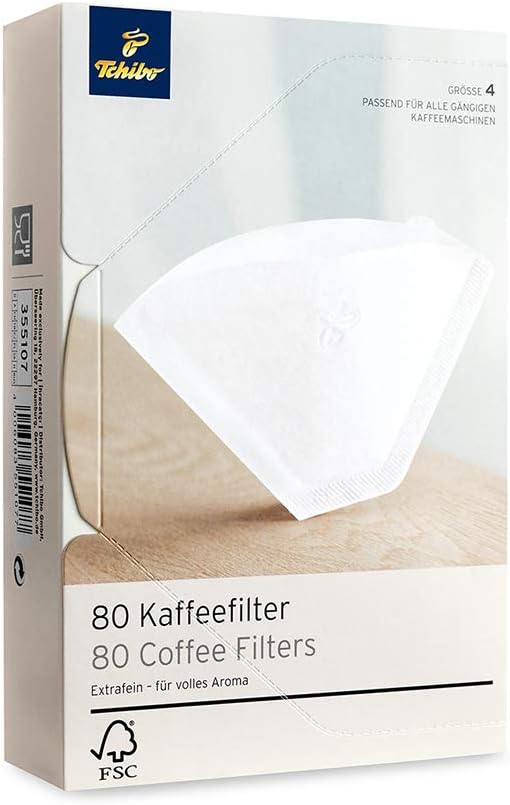 Tchibo Coffee Filter Paper - Size 4, 80 Pieces, White