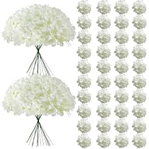 65Pcs White Hydrangea Artificial Flowers Bulk,Realistic Silk Fake Flowers with Stems,Faux Hydrangea Flowers for Wedding Home Decor Centerpieces Living Room Garden Party Baby Shower Decoration