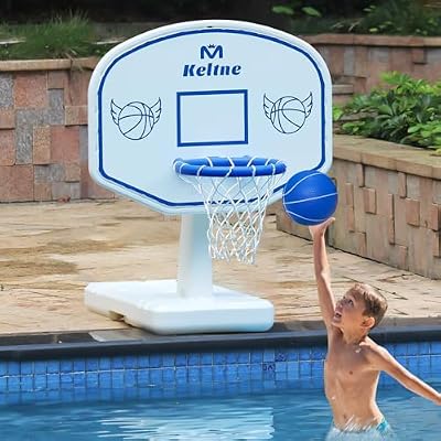 Pool Basketball Hoop, 34x34x42.2 Oversized Pool Toys with 2 BallsNetsPump for Poolside Water Basketball Game, Pool Basketball Goal for Inround Pool & Deck - Swimming Pool Games for Kids Adults