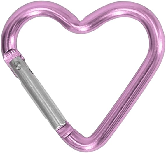 Heart-Shaped Carabiner Buckle, Heavy Duty Aluminum Alloy Spring Hook, Suitable for Outdoor Travel Walking (Pink)