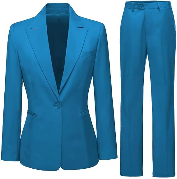 Women's 2 Piece Tuxedo Suit Set Notched Lapel One Button Slim Fit Business Office Worksuit