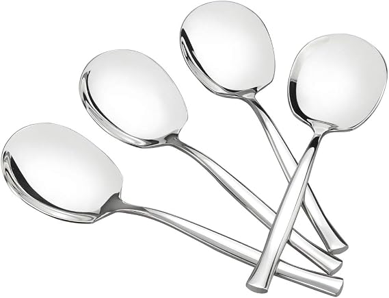 8-Piece Stainless Steel Buffet Serving Spoon, Large Serving Spoon | polished mirror finish, comfortable non-slip handle, balanced grip, easy to clean, ideal for serving