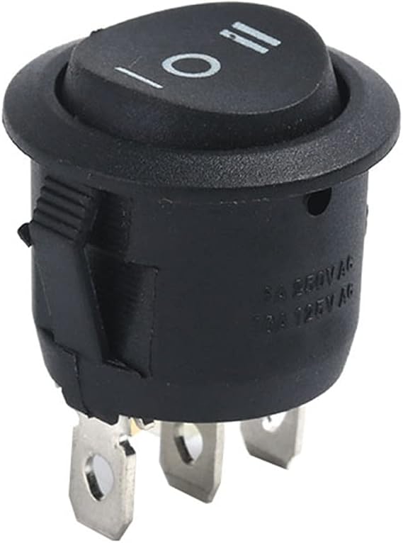 1pc 22mm Red Black White ON/Off Round Rocker Toggle Switch 6A/250VAC 10A 125VAC Power Switch Cap with Plastic Push Button Switch (Color : On-Off-on 3pin Black)
