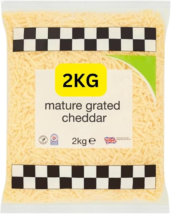 Grated Cheddar Cheese, 2 kg, Mature and Mild Varieties, Catering Pack (Mature Cheddar 2KG Grated)