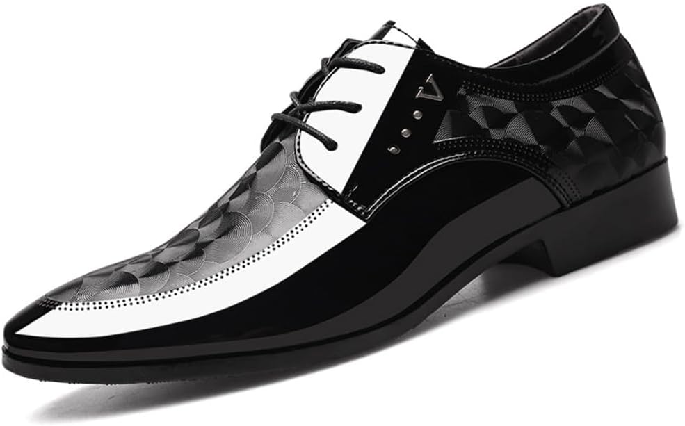 Men's Dress Tuxedo Shoes Classic Patent Leather Lace-up Formal Oxfords Shoes