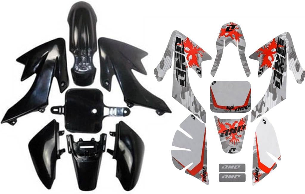 Black CRF50 Plastic Kit XR50 Plastic Fender Kit wGraphics Decals Kit for XR 50 CRF 50 SDG SSR 107 110 125 Pit Dirt Bike Taotao DB14 Baja DR49