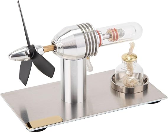 3-Blade Stirling Engine Model Kit, Airplane Propeller Stirling Engine Motor Model Stirling Physical Experiment Engine, Mechanical Stirling Motor Electricity Power Generator, Type 4