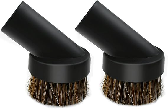 2 Pcs Black Round Dust Brush 25mm Horse Hair