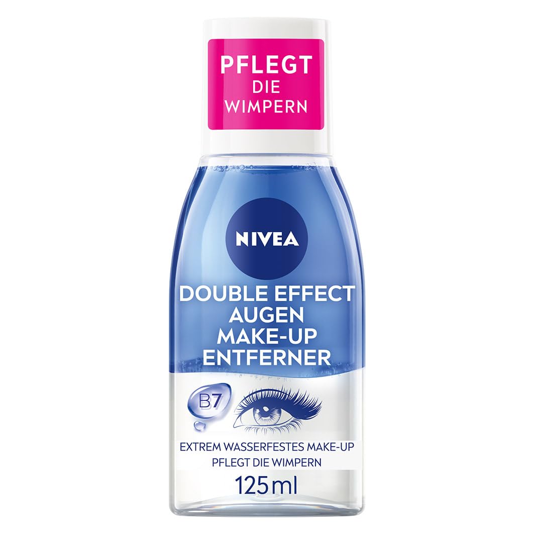 NIVEA Double Effect Eye Make-Up Remover Make-Up Water for Sensitive Eye Area Facial Cleanser Removes Extremely Waterproof Mascara 125 ml