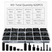 620PCS M3 Nylon Standoff Kit, Black Male Female Threaded Spacers with Screws Nuts Washers, PCB Motherboard Mounting Insulating Standoffs for Circuit Board Electronics DIY
