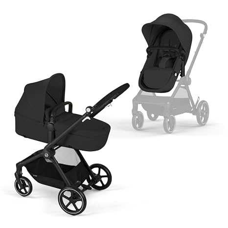 CYBEX Gold EOS 2-in-1 Pushchair from Birth 22 kg (approx. 4 Years) Moon Black Ab Geburt bis 22 kg (ca. 4 Jahre) Reisesystem Kompatibel mit CYBEX Babyschalen All-Terrain-Räder Verstellbare Rückenlehne