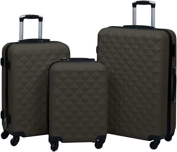 Hardcase Trolley Set 3 pcs Anthracite ABS Suitcase with Durable Shell and Security Locks, 360 Degree Spinner Wheels and Internal Straps for Business Travel, Lightweight