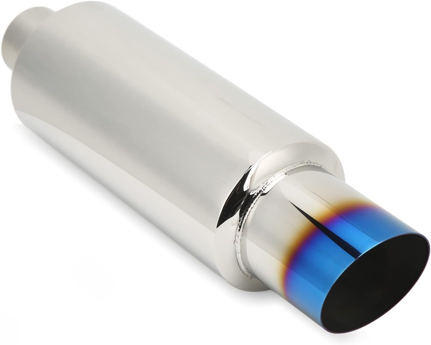 Exhaust Muffler, Straight Through Stainless Steel Exhaust Tip 2in Inlet 3in Outlet for Car Sedan SUV Truck Vehicles Titaniums Burnt Tip Universal