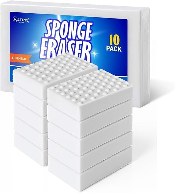 Magic Sponge Eraser Cleaning Pads 10 Pack - Extra Durable Melamine Foam for Walls, Kitchen, Bathroom, Shoes & Household Surfaces - Just Add Water, Chemical-Free Deep Cleaning