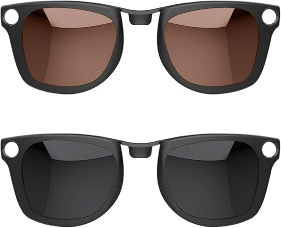 2Pcs Polarized Clip for Ray-Ban Meta Wayfarer & Gen 2 (RW4006/RW4012, M Size, 50-22), Discoloration Clip for Meta Wayfarer Gen 2 UV Protection, Smart Glasses Polarized Lens Set (Black Gray+Tea)