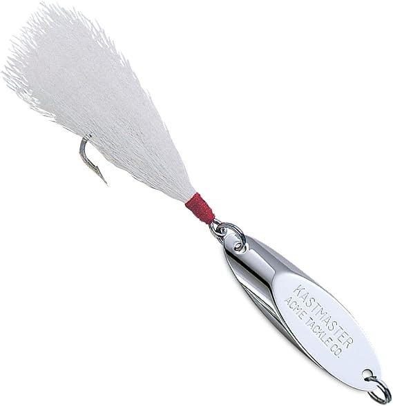 Acme Kastmaster Lure with Bucktail Teaser and Single Hook, Chrome, 1-Ounce