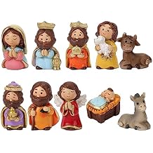 Nativity Scene - 10 Piece Set with Figures for Indoor Decorations