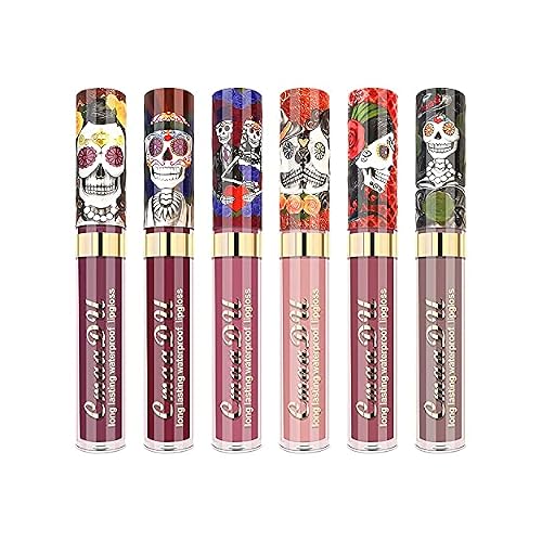 Z 6 Colors Velvet Lipstick Matte Lip Gloss for Waterproof Long-lasting Lip Makeup Highly Pigmented Halloween Cosmetic Gift for Women and Teen Girls zz07