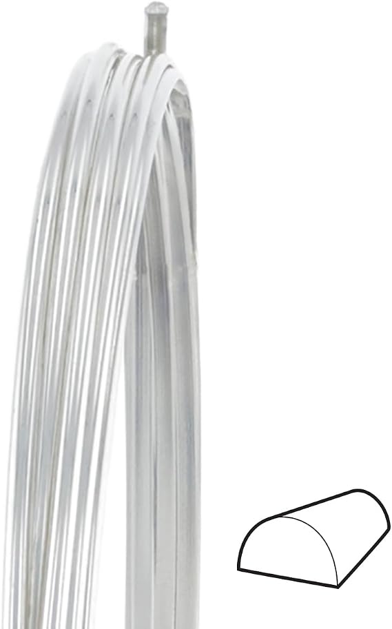 WireJewelry 20 Gauge Half Round Half Hard Argentium .940 Silver Wire - 5 Feet