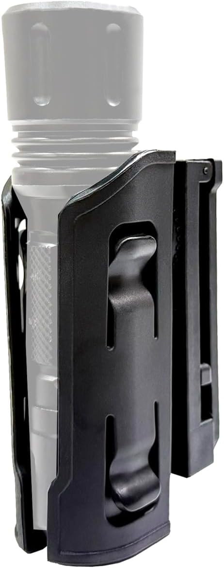 Quick Draw Tactical Flashlight Holster, Rotatable Tactical Molle Light Holder for Duty Belt
