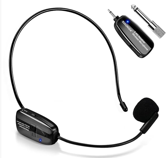 Wireless Microphone Headset, 2.4GHz Head Mic System for Fitness