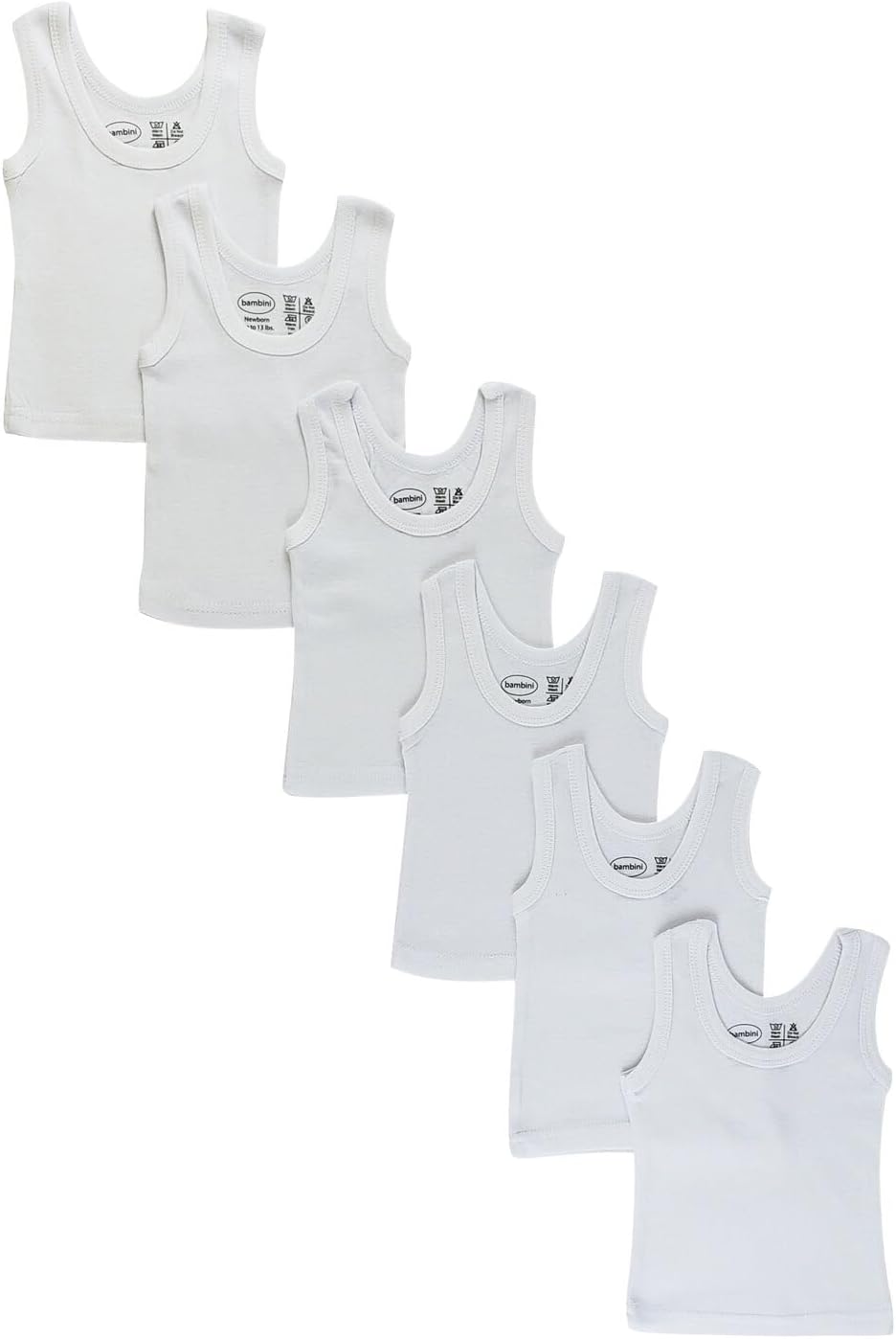 bambini White Tank Top 6 Pack