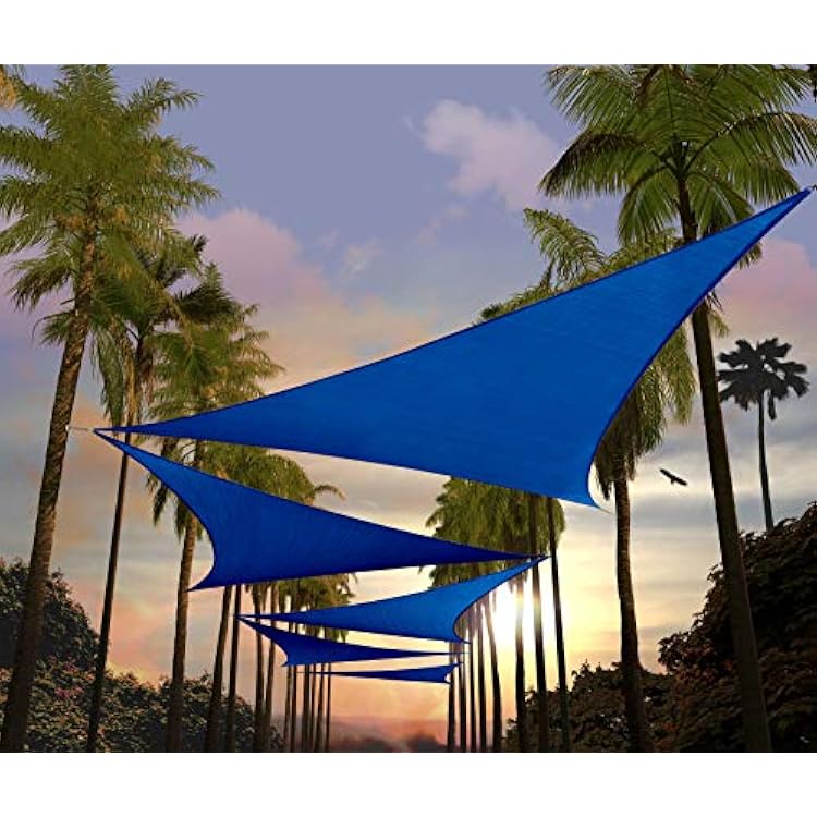 Amgo Custom Size 4 x 4 x 4 Blue Triangle Sun Shade Sail UPF50 AGTAPRT14, Order to Make Canopy Awning, 95% UV Blockage, Water & Air Permeable, Commercial Standard We Customize
