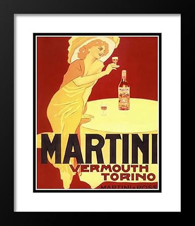 Vintage Framed and Double Matted 29x35 Martini & Rossi Vermouth Torino